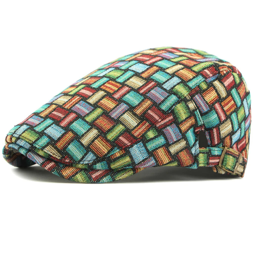 HT4733 Mens Berets Women Spring Autumn Hat Vintage Plaid Artist Painter Beret Hat Adjustable Ivy Flat Cap Male Female Beret Caps