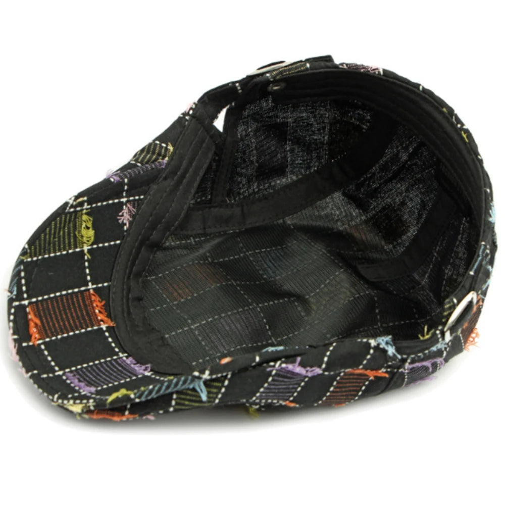 HT4770 Beret Cap Men Women Vintage Artist Painter Beret Hat Male Female Retro Plaid Ivy Flat Cap Adjustable Berets for Men Women