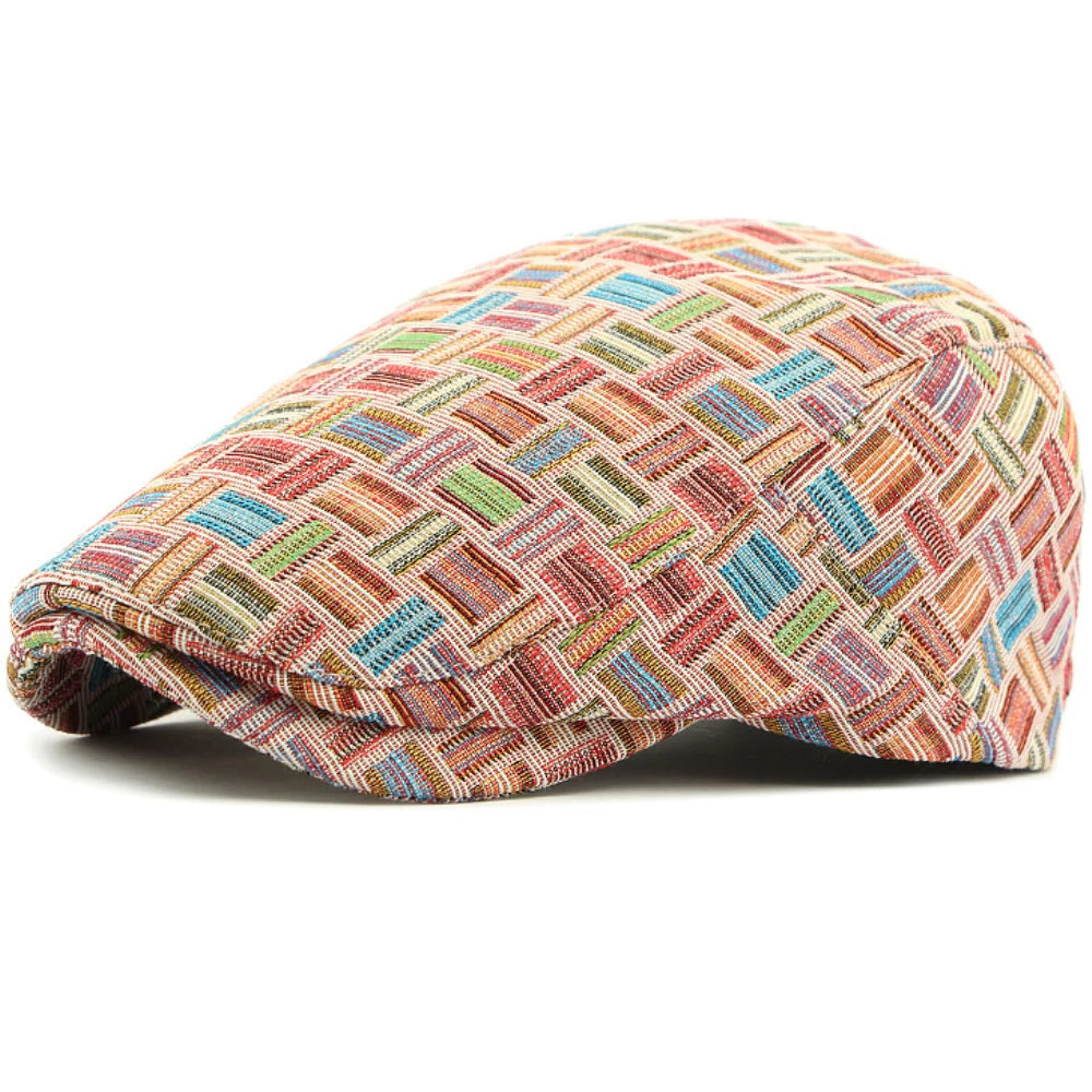HT4733 Mens Berets Women Spring Autumn Hat Vintage Plaid Artist Painter Beret Hat Adjustable Ivy Flat Cap Male Female Beret Caps