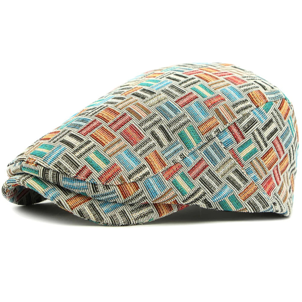HT4733 Mens Berets Women Spring Autumn Hat Vintage Plaid Artist Painter Beret Hat Adjustable Ivy Flat Cap Male Female Beret Caps
