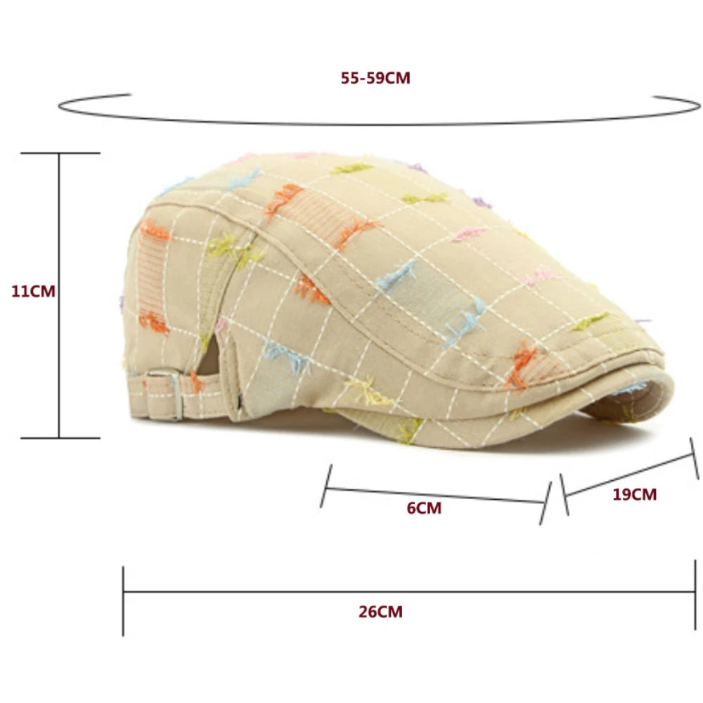 HT4770 Beret Cap Men Women Vintage Artist Painter Beret Hat Male Female Retro Plaid Ivy Flat Cap Adjustable Berets for Men Women
