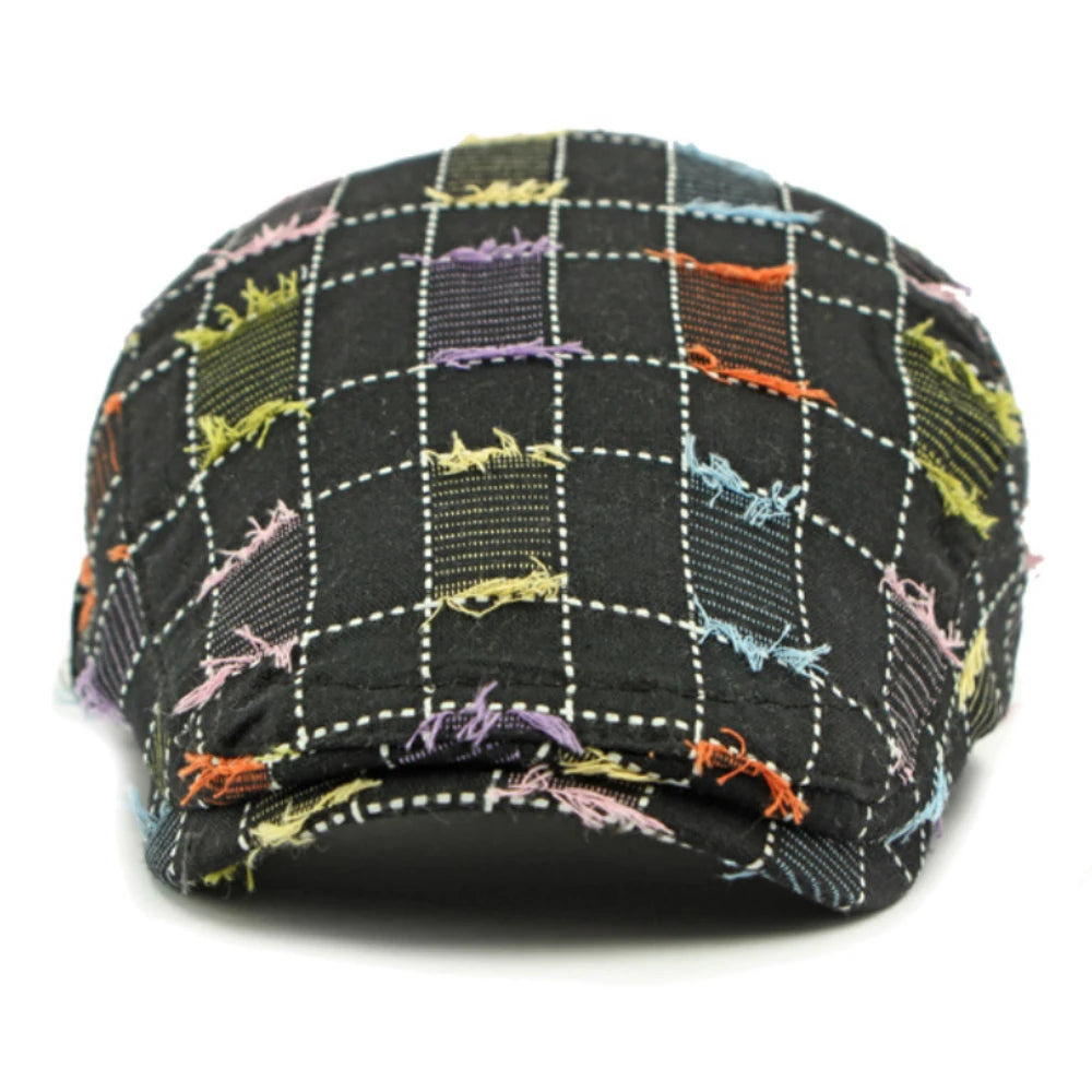 HT4770 Beret Cap Men Women Vintage Artist Painter Beret Hat Male Female Retro Plaid Ivy Flat Cap Adjustable Berets for Men Women