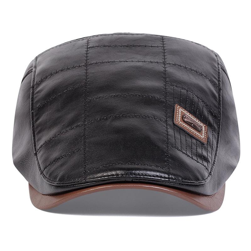 The Langford – Flat Cap (Quilted Leather)