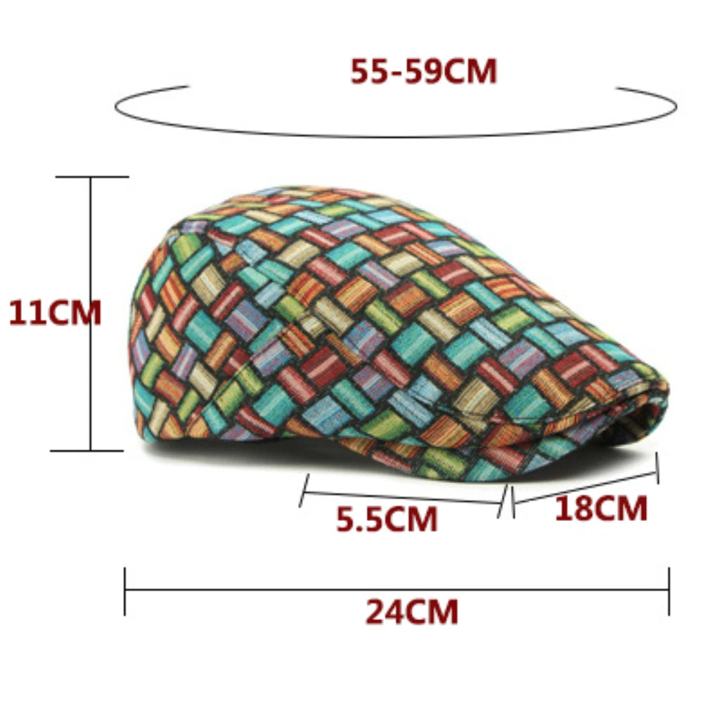 HT4733 Mens Berets Women Spring Autumn Hat Vintage Plaid Artist Painter Beret Hat Adjustable Ivy Flat Cap Male Female Beret Caps