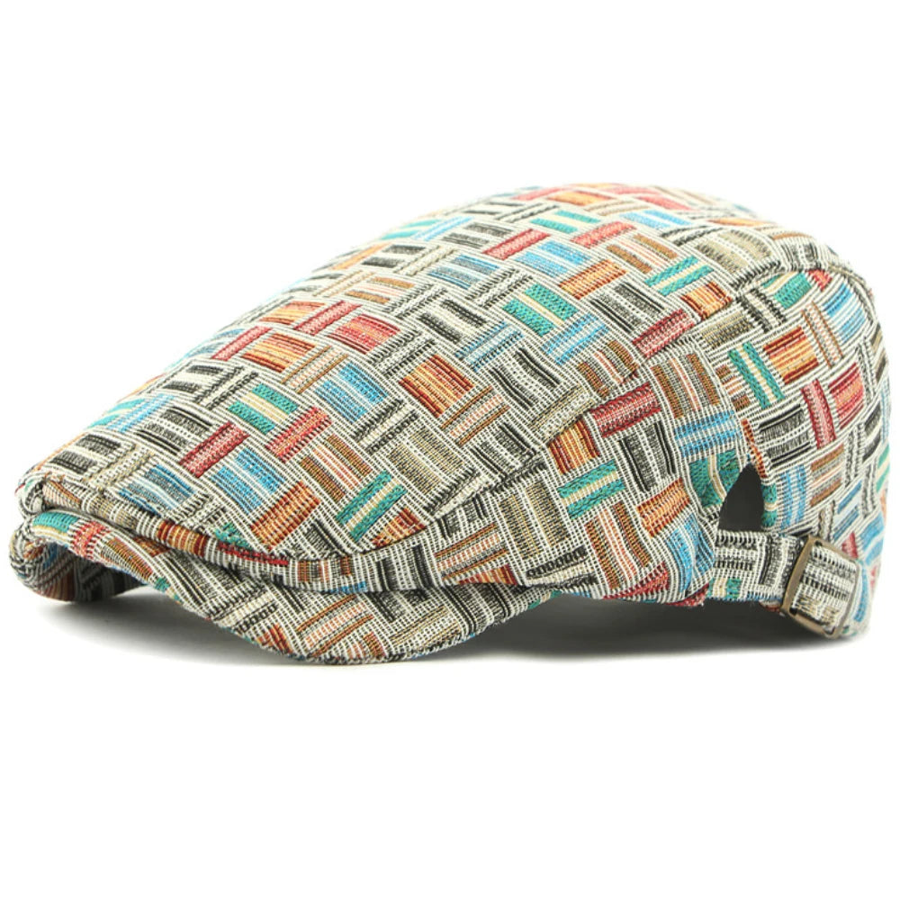 HT4733 Mens Berets Women Spring Autumn Hat Vintage Plaid Artist Painter Beret Hat Adjustable Ivy Flat Cap Male Female Beret Caps