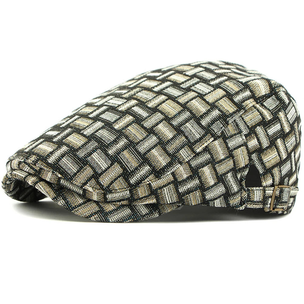 HT4733 Mens Berets Women Spring Autumn Hat Vintage Plaid Artist Painter Beret Hat Adjustable Ivy Flat Cap Male Female Beret Caps